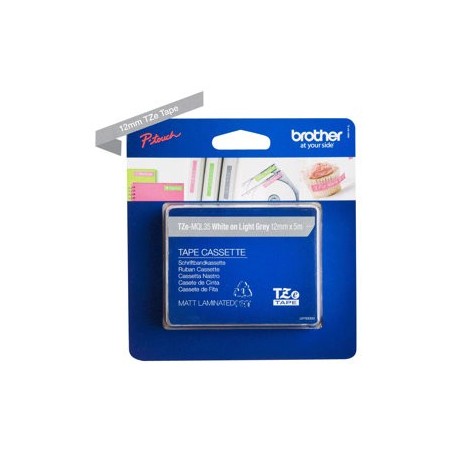BROTHER TZEMQL35 Taśma Brother 12mm White / Light Grey matt (5M length) BROTHER TZEMQL35 Taśma Brother 12mm White / Light Grey matt (5M length)