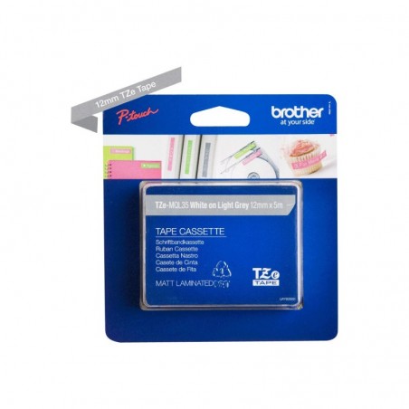 BROTHER TZEMQL35 Taśma Brother 12mm White / Light Grey matt (5M length) BROTHER TZEMQL35 Taśma Brother 12mm White / Light Grey matt (5M length)