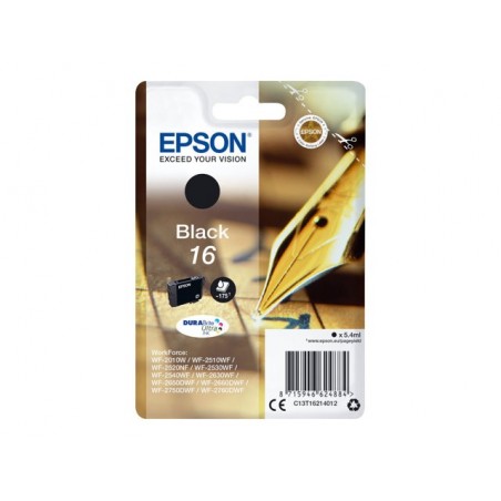 EPSON C13T16214012 Tusz Epson T1621 black DURABrite 5.4ml WF-2010/25x0 EPSON C13T16214012 Tusz Epson T1621 black DURABrite 5.4ml WF-2010/25x0