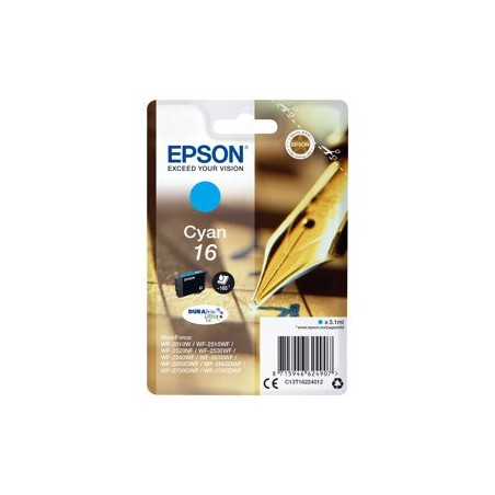 EPSON C13T16224012 Tusz Epson T1622 cyan DURABrite 3,1 ml WF-2010/25x0 EPSON C13T16224012 Tusz Epson T1622 cyan DURABrite 3,1 ml WF-2010/25x0