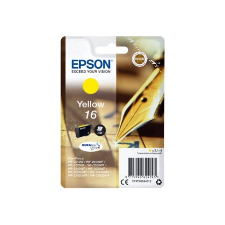 EPSON C13T16244012 Tusz Epson T1624 yellow DURABrite 3,1 ml WF-2010/25x0 EPSON C13T16244012 Tusz Epson T1624 yellow DURABrite 3,1 ml WF-2010/25x0
