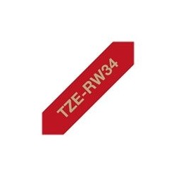 BROTHER TZERW34 Taśma Brother 12mm Gold/Wine-Red ribbon tape BROTHER TZERW34 Taśma Brother 12mm Gold/Wine-Red ribbon tape