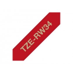 BROTHER TZERW34 Taśma Brother 12mm Gold/Wine-Red ribbon tape BROTHER TZERW34 Taśma Brother 12mm Gold/Wine-Red ribbon tape