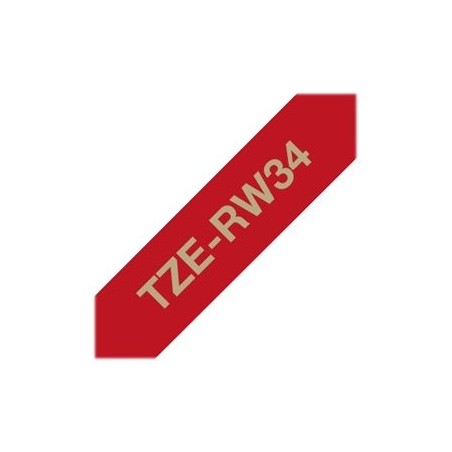BROTHER TZERW34 Taśma Brother 12mm Gold/Wine-Red ribbon tape BROTHER TZERW34 Taśma Brother 12mm Gold/Wine-Red ribbon tape