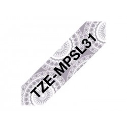 BROTHER TZEMPSL31 Taśma Brother 12mm Silver lace pattern tape BROTHER TZEMPSL31 Taśma Brother 12mm Silver lace pattern tape