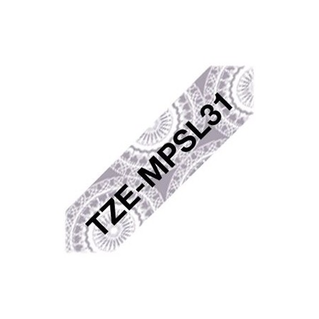 BROTHER TZEMPSL31 Taśma Brother 12mm Silver lace pattern tape BROTHER TZEMPSL31 Taśma Brother 12mm Silver lace pattern tape