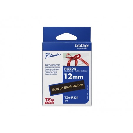 BROTHER P-Touch 12mm black/gold ribbon tape BROTHER P-Touch 12mm black/gold ribbon tape
