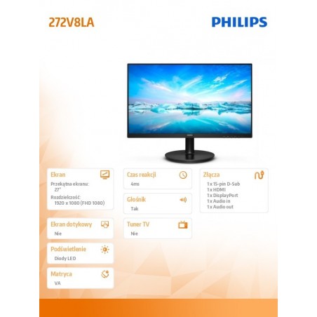 Monitor 272V8LA 27 cali VA HDMI DP Głośniki Monitor 272V8LA 27 cali VA HDMI DP Głośniki