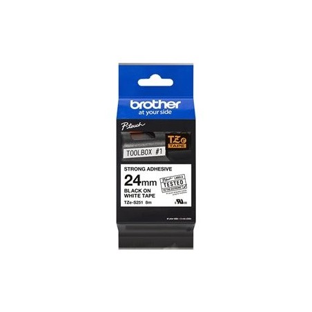 BROTHER TZES251 Tape Brother 24mm BLACK ON WHITE ADHESIVE TAPE BROTHER TZES251 Tape Brother 24mm BLACK ON WHITE ADHESIVE TAPE