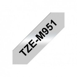 BROTHER TZEM951 Taśma Brother 24mm BLACK ON SILVER (MAT) TAPE / METALIC BROTHER TZEM951 Taśma Brother 24mm BLACK ON SILVER (MAT) TAPE / METALIC
