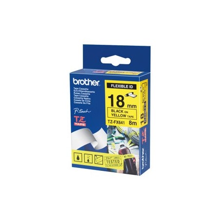 BROTHER TZEFX641 Taśma Brother 18mm BLACK ON YELLOW FLEXIBLE ID BROTHER TZEFX641 Taśma Brother 18mm BLACK ON YELLOW FLEXIBLE ID