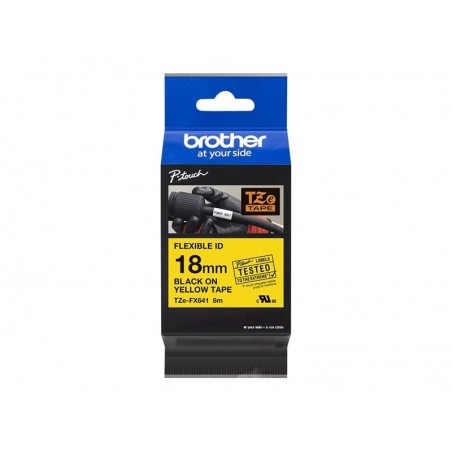 BROTHER TZEFX641 Taśma Brother 18mm BLACK ON YELLOW FLEXIBLE ID BROTHER TZEFX641 Taśma Brother 18mm BLACK ON YELLOW FLEXIBLE ID