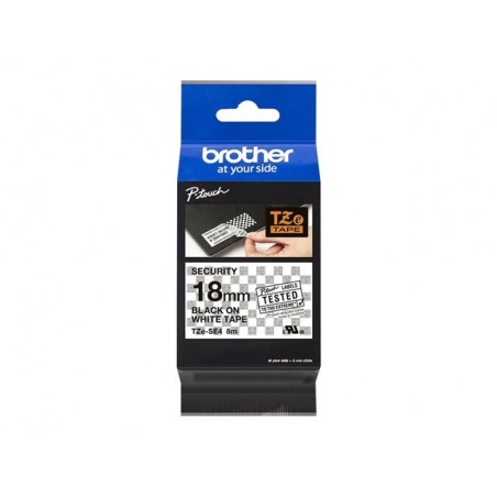 BROTHER TZESE4 Taśma Brother 18mm BLACK ON WHITESECURITY TAPE BROTHER TZESE4 Taśma Brother 18mm BLACK ON WHITESECURITY TAPE