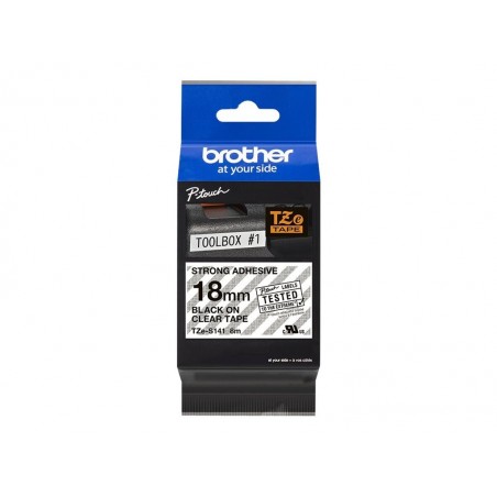 BROTHER TZES141 Taśma Brother 18mm BLACK ON CLEAR ADHESIVE TAPE BROTHER TZES141 Taśma Brother 18mm BLACK ON CLEAR ADHESIVE TAPE
