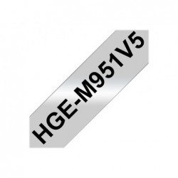 BROTHER HGEM951V5 Taśma Brother 24mm Black/Matt Silver (5 sztuk) High Grade Tape