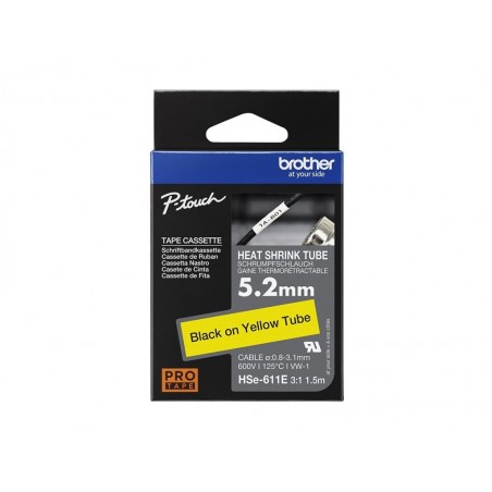 BROTHER Heat Shrink Tube Black on Yellow 5.2mm BROTHER Heat Shrink Tube Black on Yellow 5.2mm