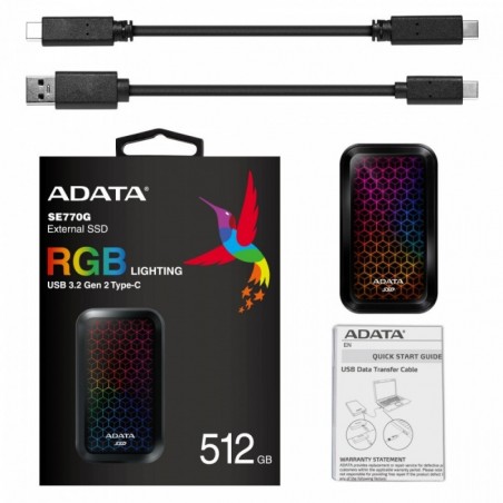 Dysk zewnętrzny SSD SE770 512GB USB3.2-A/C RGB Dysk zewnętrzny SSD SE770 512GB USB3.2-A/C RGB